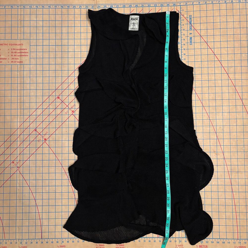 Black whimsigoth long open front ruffle‎ sleeveless cardigan - Picture 6 of 6